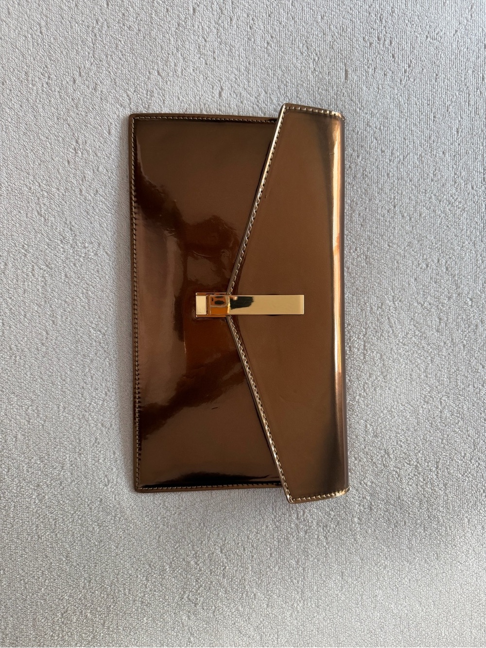 ALDO Bronze Patent Envelope Clutch Evening Bag with Gold Hardware